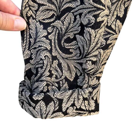 Just In Thyme Vintage Womens Leaf Pattern Brocade Cuff Sleeve Open Front Blazer - Picture 6 of 9